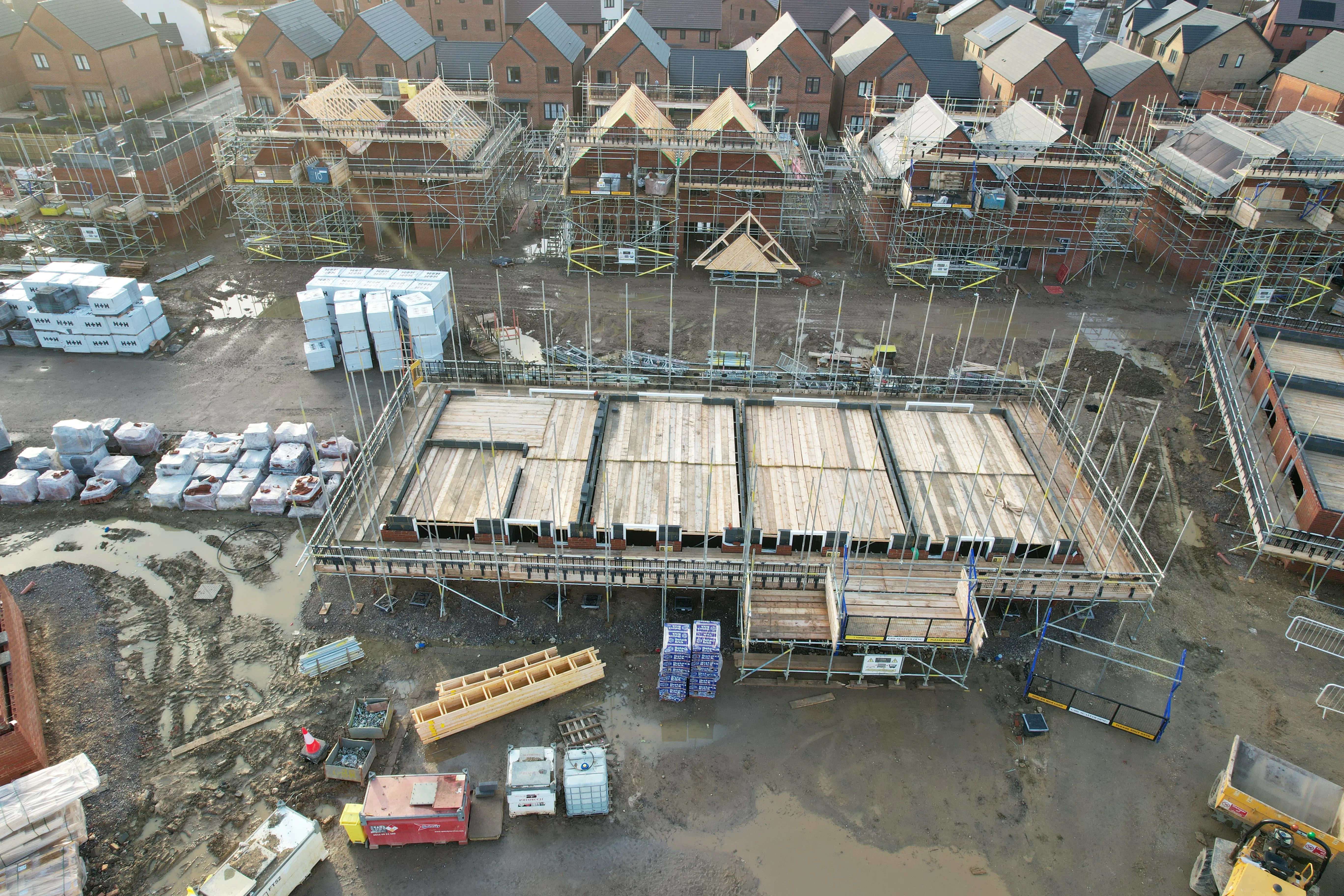 Commercial scaffolding on a large building